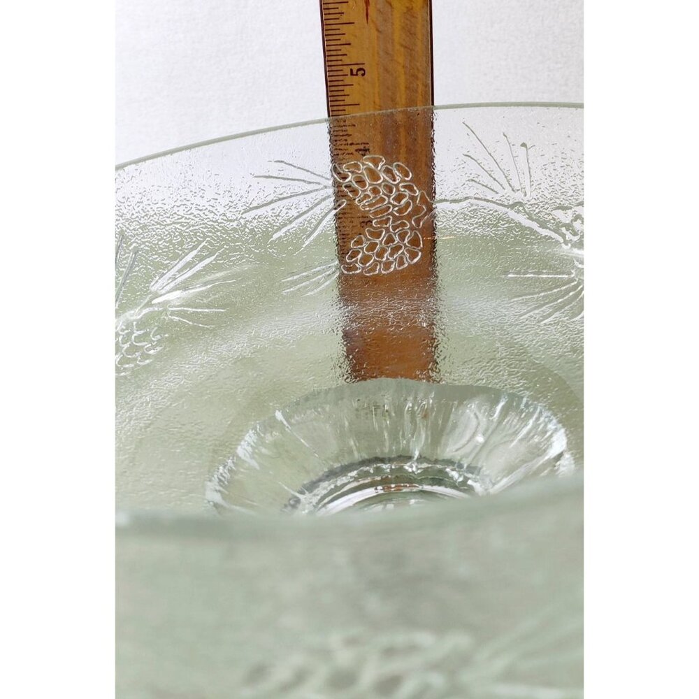 Ponderosa Pine Salad Bowl Set by Tiara 80s/90s 3 Piece Set Clear Glass Pinecones - Picture 15 of 16